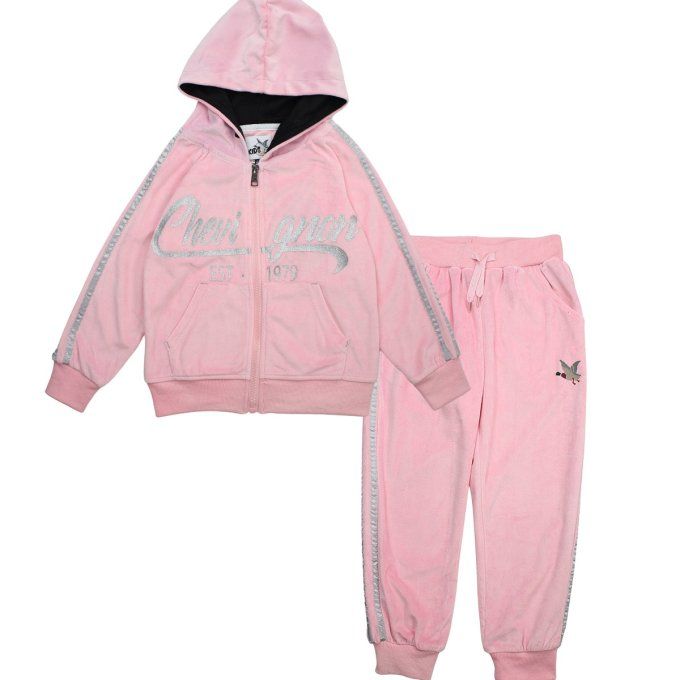 Survêtement Chevignon velours rose et argent 