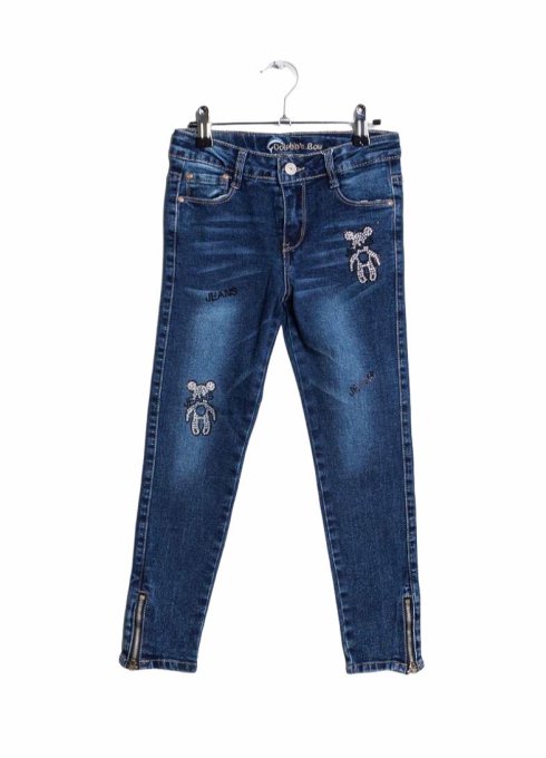 Jeans enfant avec souris et strass