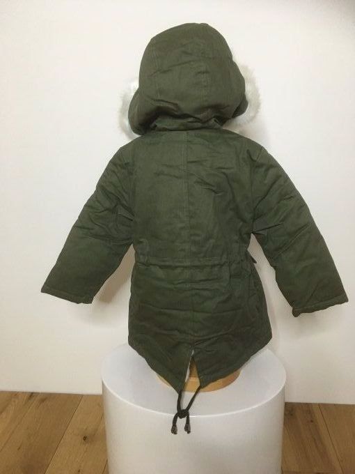 Parka enfant hiver kaki et blanc