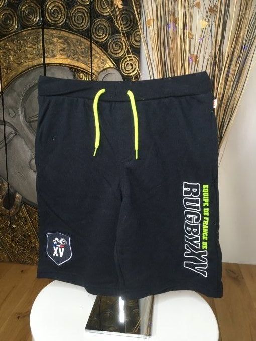 Short Rugby XV de France Noir lacet vert pomme